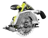 RYOBI 18 V ONE+ Akku-Handkreissäge R18CS-0 (Bohrungs-ø 16 mm, Schnitttiefe bis 52mm, Leerlaufdrehzahl 4700 min-1, Tiefen-/Neigungseinstellung werkzeuglos, inkl. Sägeblatt, ohne Akku und Ladegerät)