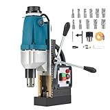 ZELCAN Magnetbohrmaschine Kernbohrmaschine 1100W Magnetbohrer 12000N Tischbohrmaschine 550RPM Kernbohrungenbereich φ12-φ40mm Max. Tiefe 50 mm Elektromagnetische Standbohrmaschine + 11 Kohrer M12-M27