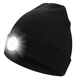 shenkey LED Strickmütze mit Licht, USB wiederaufladbare LED Kopflampe Beanie für Männer - Warme Wintermütze mit Freisprech-Taschenlampe - Ideal für Outdoor-Aktivitäten und als praktisches Geschenk