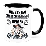 Zimmermann Tasse Name personalisierte Zimmerer Kaffeetasse Becher Geschenk Geburtstag Abschied Geschenkidee Ausbildung Abschluss Meister Gesellen Prüfung Arbeitskollegen Zunftzeichen Keramik 330 ml