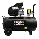 Rexxer Druckluft Kompressor 50L Tank | Flüsterkompressor | Druckluftkompressor (1500 Watt, max 8 bar, 156 l/min Ansaugleistung, Motordrehzahl 2800 U/min)