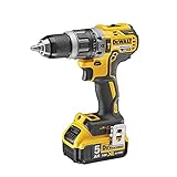 Dewalt 18 Volt Akku Schlagbohrschrauber DCD796P2 (Bürstenloser Motor, 2-Gang Vollmetallgetriebe, max. Drehmoment 70 Nm, 15 Drehmomentstufen, 2x 18 Volt / 5 Ah Li-Ion Akkus und Ladegerät)