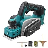 MaxEarn Akku Elektrohobel Holz, Automatischer Kabelloser Hobel für Makita 18V Akku, 82 mm Hobelbreite 0–2 mm Spantiefe (ohne Akku)