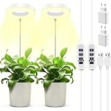 GUHAOOL Pflanzenlampe LED, 2 Stück Pflanzenlampe Led Vollspektrum,Höhenverstellbares 48 LEDs Pflanzenlicht mit Zeitschaltuhr 3/9/12 Std mit USB Adapter,3 Lichter Modi & 9 Helligkeit für Zimmerpflanzen