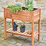 Onbest Premium Hochbeet – aus hochwertigem Holz – perfekt für Garten/Terrasse/Balkon – mit Stabiler Ablage und Innenvlies – Kräuterhochbeet 80 cm hoch, 80 cm lang – Pflanztisch – Hochbeete