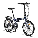 PACTO Four - Hollandrad Hochwertiges Klappfahrrad 27cm Aluminiumrahmen Bike 20 Zoll Aluminiumräder Bicycle, 6 Speed Shimano Gänge Faltrad Klapprad Fahrrad Klappfahrrad Für Erwachsen