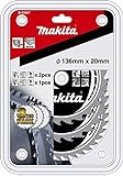 Makita B-33897 Specialized für Akku-Sägen Kreissägeblatt-Set 3-teilig 136 x 20 mm, 2x 16 Zähne (Schnittbreite 1,5 mm), 1x 24 Zähne (Schnittbreite 1,5 mm), saubere Längs- und Querschnitte
