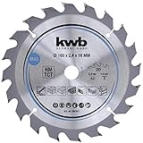 kwb Kreissägeblatt 160 x 16 mm - Schneller Schnitt, geeignet für Weich- und Hartholz, Tischlerplatten und Spanplatten - Hartmetall-Zähne, flexibles Stammblatt