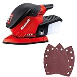 Einhell Multischleifer TE-OS 1320 (130 W, Schwingkreis-Ø 2 mm, Schleiffläche 150 x 150 x 100 mm, Staubfangbox, inkl. 3x Schleifpapier), Rot