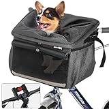 pecute Hundefahrradkorb mit Lenkeradapter, Stabilere Welpenfahrradtasche - 4 in 1 für Rucksack+Schultertasche+Auto-Reiseträger, tragbarer atmungsaktiver Kleiner Hundeträger für Outdoor-Radfahren