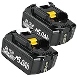 2X 18V 5000mAh Li-Ion Ersatzakku für Makita BL1850B BL1850 BL1830B BL1830 BL1860B BL1860 BL1840 BL1835 BL1845 BL1820 LXT-400 Werkzeugakkus with LED Indikator