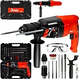 DELPHI SDS Plus Bohrhammer Schlagbohrmaschine Set - SDS Hammer Drill 6/8/10mm 800W/2600W 4J Schlagzahl 4000/min - Bohren Schlaghammer Zusatzhandgriff 4 Betriebsarten 15 Zubehör im Handwerkerkoffer