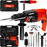 DELPHI SDS Plus Bohrhammer Schlagbohrmaschine Set - SDS Hammer Drill 6/8/10mm 800W/2600W 4J Schlagzahl 4000/min - Bohren Schlaghammer Zusatzhandgriff 4 Betriebsarten 15 Zubehör im Handwerkerkoffer