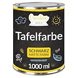 Creative Deco Schwarz Wandfarbe Kreidefarbe Tafelfarbe | 1000ml | 10 m² / 1L Effizient | Matt Farbe für Möbel, Holz, Metall, Glas | Wasserbasis Ungiftig | Aussenbereich Kreideschreiben und Zeichnen