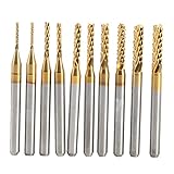 10 pcs Schaftfräser Titan Beschichtete Fräserset Hartmetall CNC Fräser Gravur Bits Carving Drill Werkzeuge 1,0-3,0mm