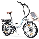 BLUEWHEEL 20' E-Bike klappbar - Deutsche Qualitätsmarke - Shimano 7 Gang-Schaltung - EU-konform Klapprad inkl. App + 250 W Motor + Batterie abnehmbar - 25 km/h bis zu 150 km Reichweite - BXB55