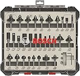 Bosch Professional 30tlg. Fräser Set Mixed (für Holz, Zubehör Oberfräsen mit 8 mm Schaft)