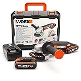 WORX WX800 Akku-Winkelschleifer 20V – einfach zum Schleifen & Schneiden – ergonomischer Komfort mit schmalem Körper & Zusatzhandgriff – schneller Scheibenwechsel – inkl. 2 Akkus (20V 2Ah) & Ladegerät