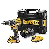 Dewalt 18 Volt Akku Schlagbohrschrauber DCD796D2 (Bürstenloser Motor, 2-Gang Vollmetallgetriebe, max. Drehmoment 70 Nm, 15 Drehmomentstufen, 2x 18 Volt 2 Ah Li-Ion Akkus und Ladegerät)