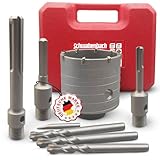 SCHWABENBACH® Hartmetall Bohrkrone 68mm Set mit SDS Plus, SDS Max & Sechskant Adapter - Lochbohrer zum Bohren von Mauerwerk, Beton uvm. - Dosenbohrer mit 3x 4schneidige Zentrierbohrer - Dosensenker 68