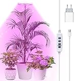 Qoolife Pflanzenlampe led Vollspektrum für Zimmerpflanzen, 155 CM Höhenverstellbare Pflanzenlicht mit 72 LEDs, 3 Dimmbaren Helligkeitsstufen, Zeitschaltuhr 3/9/12 Stunden für Indoor Pflanzen (weiß)