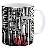 Moonworks® Kaffee-Tasse Bedruckt Werrkzeug Fotoprint Toolbox Geschenk für Männer Handwerker KFZ Mechaniker Schrauber weiß standard