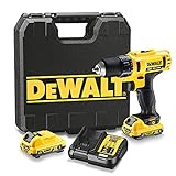 Dewalt 10,8 Volt 2-Gang Akku-Bohrschrauber DCD710D2 (für Bohr- und Schraubarbeiten in Holz und Metall, 2 Gänge, 15-stufiges Drehmoment, 2x 2 Ah Lio-Ion Akkus, Schnellladegerät, Transportkoffer)