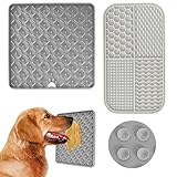 Hunde Leckmatte, 2 Stück Schleckmatte Katzen, Slow Feeder für Hunde und Katzen Treat Matte Leckpads, Hund Lecken Pad, Slow Feeder Hundenapf, Trainieren, Fellpflege - Grau