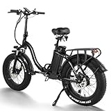 HANEVEAR Y20Plus E Bike Klapprad Elektrofahrrad mit 24Ah Li-Ion Akku, E Bike Herren 250W Motor Max.25km/h, 4.0'' E-Fatbike, Hydraulische Bremse, Pedelec E Bike 20 Zoll für Herren Damen