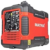 Matrix Notstromaggregat Benzin leise 2000 Watt Inverter Stromerzeuger Stromgenerator mit USB Stromaggregat digitaler Generator Eco Modus sehr leise PG 2000i-USB | 4 Takt | 2x230V | 12V | 2xUSB | 23kg