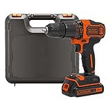 Black+Decker 18V 2-Gang Akku-Schlagbohrschrauber BDCHD18K (mit Planetengetriebe, 10mm Schnellspann-Bohrfutter, LED-Arbeitslicht, inkl. Akku, Ladergerät, Doppelbit & Koffer)