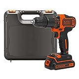 Black+Decker 18V 2-Gang Akku-Schlagbohrschrauber BDCHD18K (mit Planetengetriebe, 10mm Schnellspann-Bohrfutter, LED-Arbeitslicht, inkl. Akku, Ladergerät, Doppelbit & Koffer)