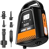 FOWAWU 20PSI Sup Pumpe Elektrisch mit 3 * 7800mAh Akku,12V DC Aktives Kühlsystem Intelligente Zweistufige Inflation Auto-Off für Sup Pumpe Akku, Stand up Paddling Board, Schlauchboot, Kajak