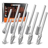 MEISTERGRIFF® Hartmetall Frässtifte [10 Stück] für Holz und Metall - Fräser Set mit hohem Materialabtrag - Fräsbohrer kompatibel als Dremel Zubehör - Hartmetallfräser