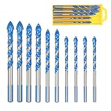 10tlg Fliesenbohrer Set,ZoomSky Glasbohrer Betonboher Steinbohrer für Fliesen, Beton, Ziegel, Glas, Kunststoff, Holz, Stein(6mm,8mm,10mm,12mm)