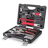 CXWXC Fahrrad Reparaturset, Tragbarer Fahrrad Werkzeugkoffer Fahrrad Werkzeug Set für Fahrrad Reifen Kette Montage Reparaturen Bike Tool Set mit Tragekoffer (Rot) (18 Teilig)