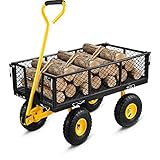 VEVOR Bollerwagen 408kg Belastbar Gerätewagen Gartenwagen Stahlrahmen Handwagen 82cm Griff Gartenkarre 2m Seil Geeignet für Rasenflächen Höfe Strände Bauernhöfe Lagerhäuser