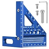 Fentar 3D Gehrungswinkel, 22,5-90° Kombinationswinkel aus Aluminiumlegierung, Präziser Zimmermannswinkel, Speed Square Schreinerwinkel mit 11 Bohrlöchern, Anreißwerkzeug Winkelmesser für Tischler