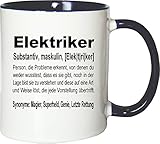 Mister Merchandise Kaffeebecher Tasse Elektriker Definition Geschenk Gag Job Beruf Arbeit Witzig Spruch Teetasse Becher Weiß-Blau