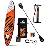 FUXTEC Aufblasbares SUP Board Set – Stand Up Paddle Board 320 x 81 x 15 cm mit 3 Finnen – Touring-Board belastbar bis 150kg – inkl. Rucksack