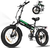 HITWAY E Bike Elektrofahrrad 20' x4,0 Fat Tire, Faltbares Klappfahrrad, 250W Motor, 12Ah 36V/48V herausnehmbarer Akku, Long Range für Berg, Strand und Schnee