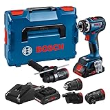 Bosch Professional 18V System Akku Schrauber GSR 18V-90 FC - FlexiClick System (inkl. 1x GFA 18-M, 1x GFA 18-E, 1x GFA 18-W, 1x GFA 18-H, 2x Akku ProCORE18V 4.0Ah, Schnellladegerät GAL 18V-40, L-BOXX)