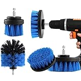 BOZKAA 4 Pack Bohrbürste Power Scrubber Reinigungsbürsten-Aufsatz-Set, Allzweck-Bohrer-Schrubbbürsten-Set, ideal für Poolfliesen, Badezimmer-WC, Keramik, Marmor, Auto, Automobil, Gelb, Blau