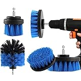 BOZKAA 4 Pack Bohrbürste Power Scrubber Reinigungsbürsten-Aufsatz-Set, Allzweck-Bohrer-Schrubbbürsten-Set, ideal für Poolfliesen, Badezimmer-WC, Keramik, Marmor, Auto, Automobil, Gelb, Blau