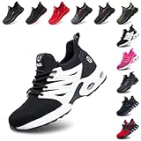 Hitmars Sicherheitsschuhe Herren Damen Arbeitsschuhe Stahlkappenschuhe Arbeitsschutzschuhe Leicht S3 S1 S1P S2 Sommer mit Stahlkappe Unisex Sportlich A Schwarz-Weiß 39