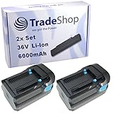 2X Trade-Shop Premium Li-Ion Akku 36V / 6000mAh ersetzt Hilti ersetzt B36 B36/3.9 B36V 2203932 418009 für Bohrhammer Schlagbohrmaschine Akkuschrauber Bohrmaschine