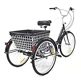 3 Rad Fahrrad Dreirad mit Einkaufskorb,Trike Bike Radfahren ür Erwachsene und Senioren(8 Geschwindigkeit,24Zoll)