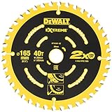 DEWALT Extreme Kreissägeblatt DT10301 (für Handkreissägen ohne Spaltkeil, Sägeblatt-ø 165/20 mm, Schnittbreite: 1,65 mm, 40 Zähne, Zahngeometrie: WZ, Zahnwinkel: 18°, für feine Schnitte) 1 Stück