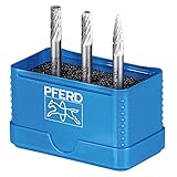 PFERD HSS-Frässtift Set, 3-tlg. | Zahnung 3, Ø 6mm, Schaft-ø 6mm | 22900810 – universell für Stahl, Stahlguss und Gusseisen