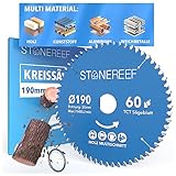 STONE REEF Sägeblatt 190x30 - Kreissägeblatt [inkl. Adapter auf Bohrung 25mm], kompatibel mit Tauchsäge & Kreissäge von Bosch, Makita usw. - Sägeblatt Kreissäge Nagelfest, ideal für Holz, Metall & Alu